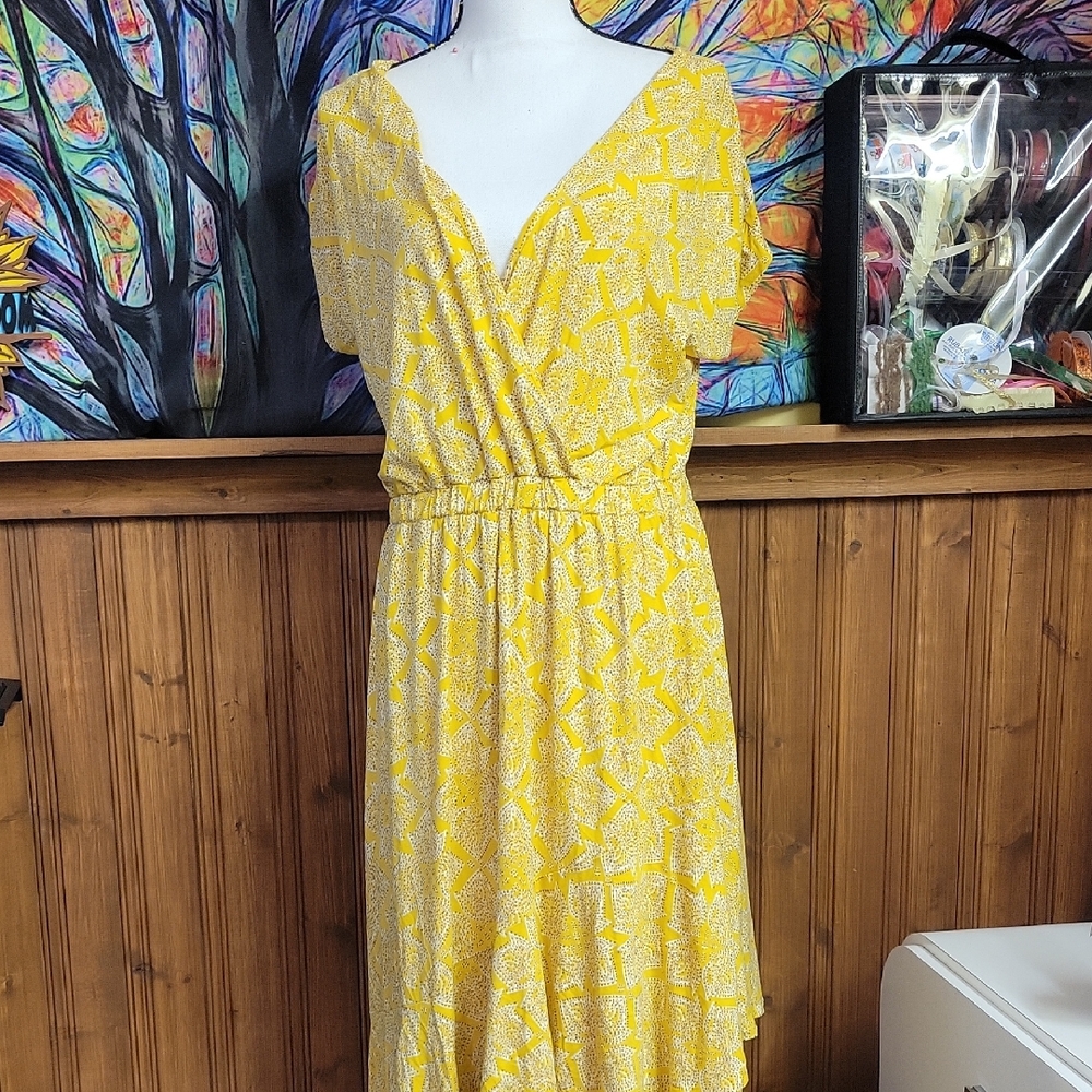 Anthropologie Yellow High Low Dress Size Xl